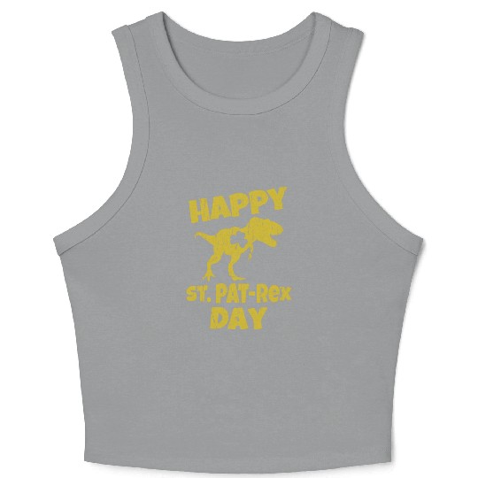 Happy St Pat Trex Day Dino St Patricks Day Toddler Crop Tank Top