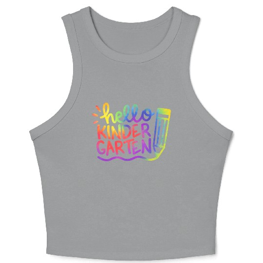 Hello Kindergarten Teacher Tie Dye Welcome Back To Crop Tank Top