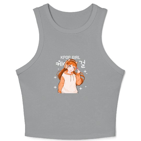 Anime Girl KPop Finger Heart Korean Hangul KDrama Crop Tank Top
