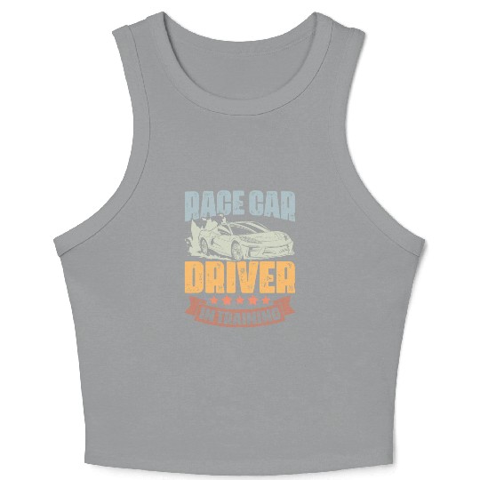Race Car Driver In Training Retro Car Race Crop Tank Top