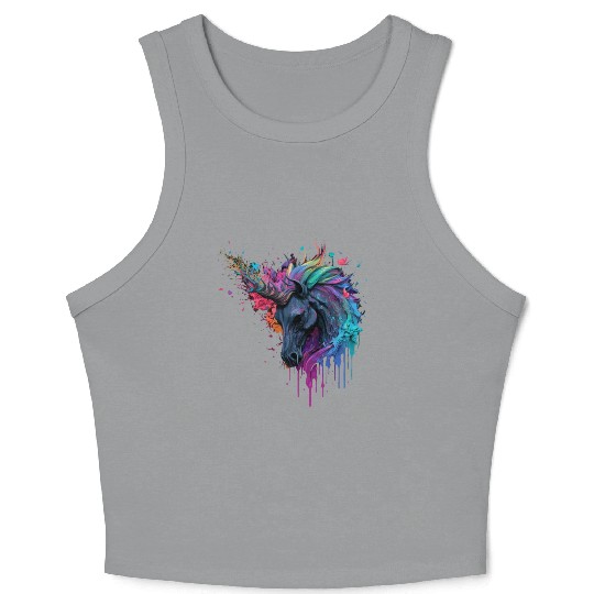 rainbow unicorn Crop Tank Top