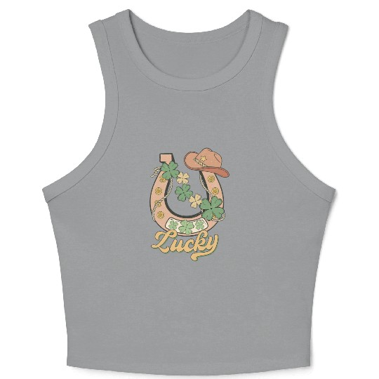 Lucky Shamrock Horseshoe Crop Tank Top