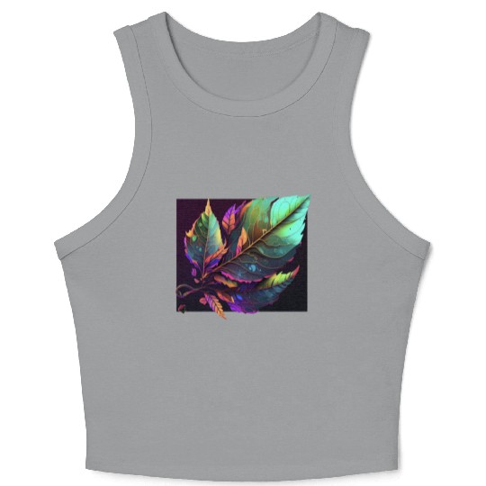 Vibrant Leaf Synthwave Crop Tank Top