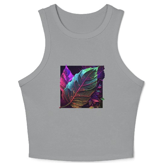 Vibrant Leaf Synthwave Crop Tank Top