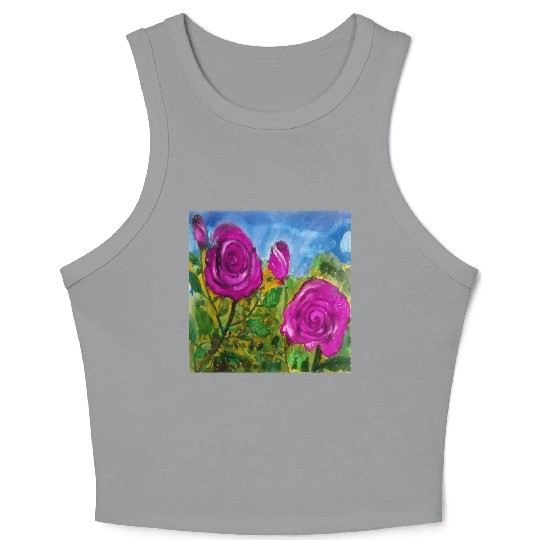 Hand Painted Roses Crop Tank Top Crop Tank Top Mugs Tote Bags