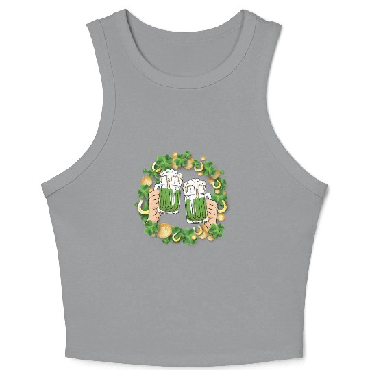 St. Patrick's Day Irish Green Beer, Wine Cups Crop Tank Top