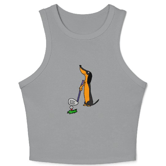 Smiletodaytees Funny Dachshund Dog Golf Crop Tank Top
