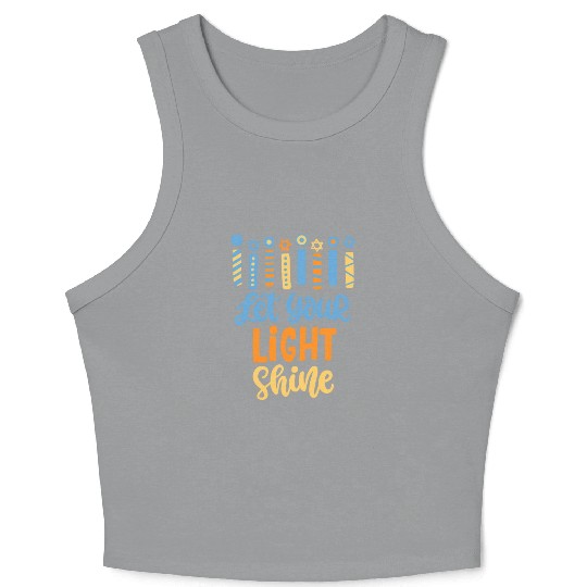 Funny Hanukkah Let Your Light Shine Menorah Adults Crop Tank Top