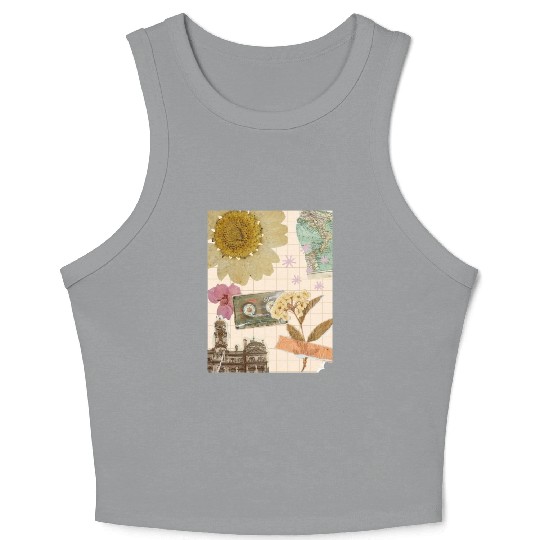 Vintage flower architecture aesthetic collage Crop Tank Top
