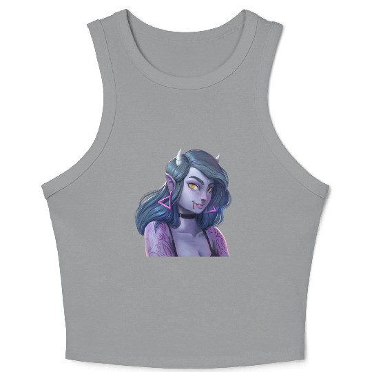 Girl Vampire Illustration with strong attitude Crop Tank Top