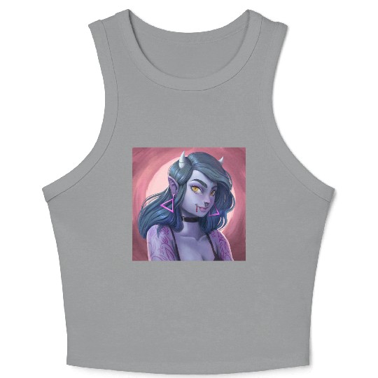 Alpha Female illustration as vampire Crop Tank Top
