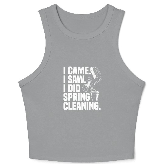 Funny Spring Cleaning Design Crop Tank Top