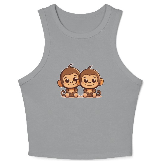 Monkeys siblings brother sister family love ape Crop Tank Top