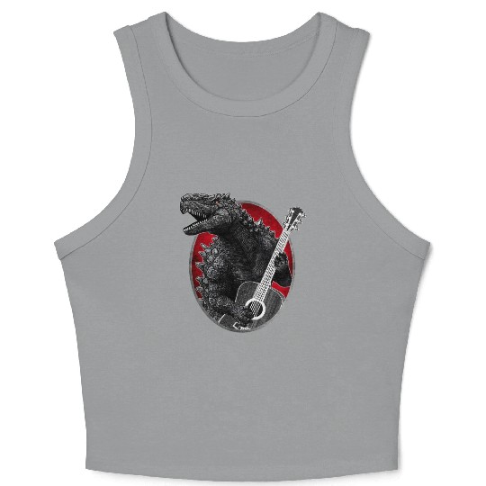 Kaiju playing guitar Crop Tank Top