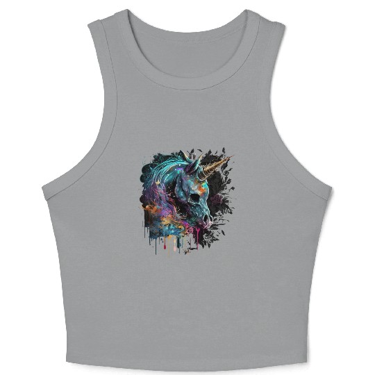 dark unicorn love Crop Tank Top