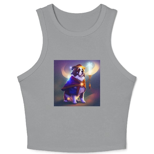 Saint Bernard Dog as a Wizard Crop Tank Top