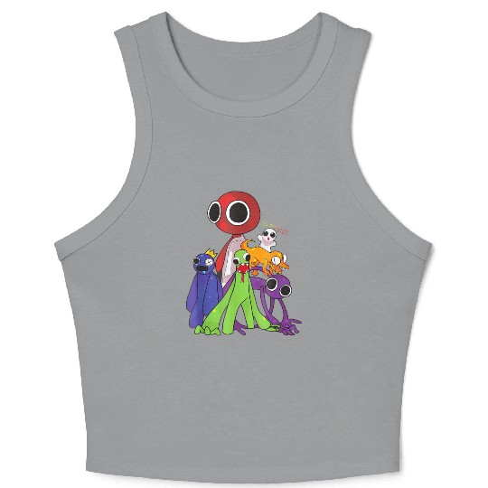 Rainbow Friends blue red orange green Crop Tank Top