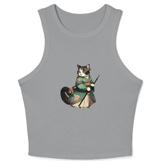 Cat Dressed as Mulan Crop Tank Top