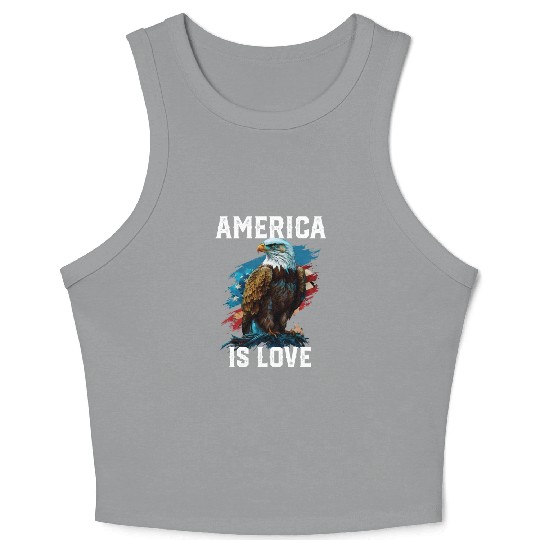 America Is Love American Bald Eagle 4th Of July Crop Tank Top