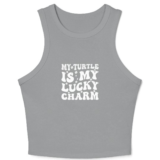 Turtle Is My Lucky Charm St Patrick's Day Groovy Crop Tank Top