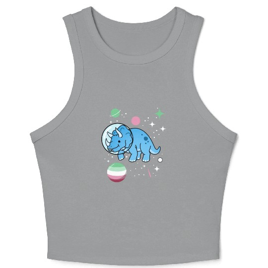 Abrosexual Pride Triceratops Astronaut Crop Tank Top