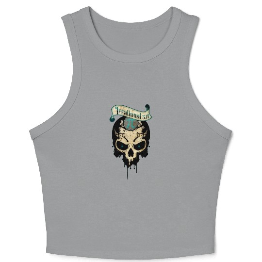 PI Day Irrational Skull Design Teal Edition Crop Tank Top
