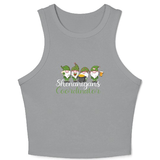 Shenanigans Coordinator St Patricks Day Gnomes Crop Tank Top
