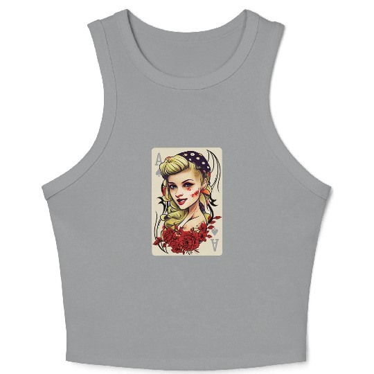 Rockabilly 50s Pin Up Zombie Psychobilly Ace Card Crop Tank Top
