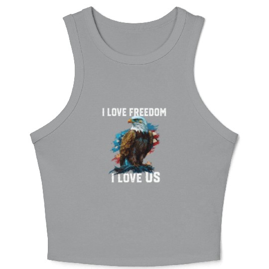 I Love Freedom I Love US American Bald Eagle Crop Tank Top