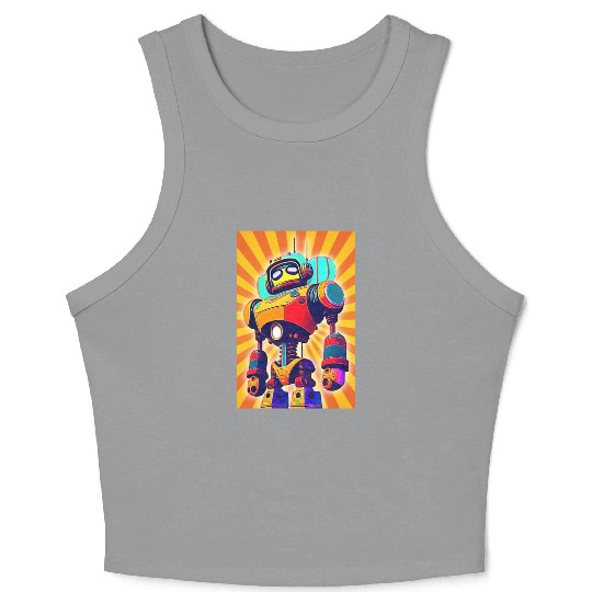 super hero cartoon iron man robot Crop Tank Top