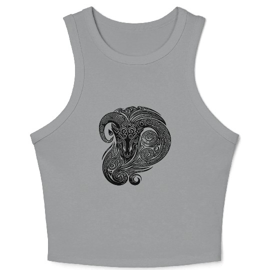 Elegant Capricorn Vintage T Tattoo Crop Tank Top