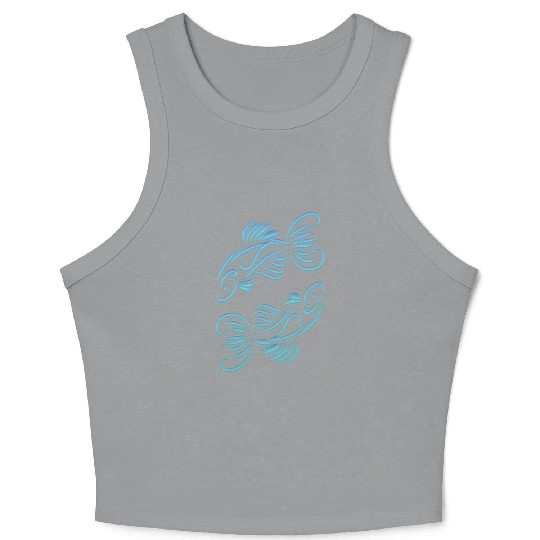 Pisces Zodiac Fish Water Sign Blue Green Crop Tank Top