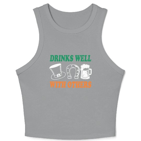 Shamrock Drinks Well With Others St Patrick's Day Crop Tank Top