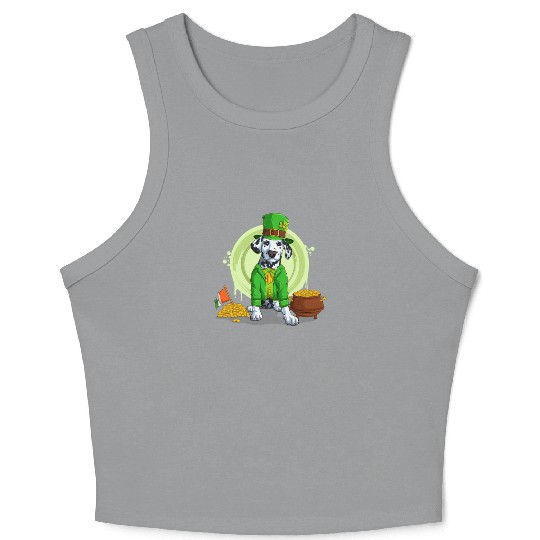 Dalmatian Puppy, Irish Flag, Gold, Shamrock Dog St Crop Tank Top