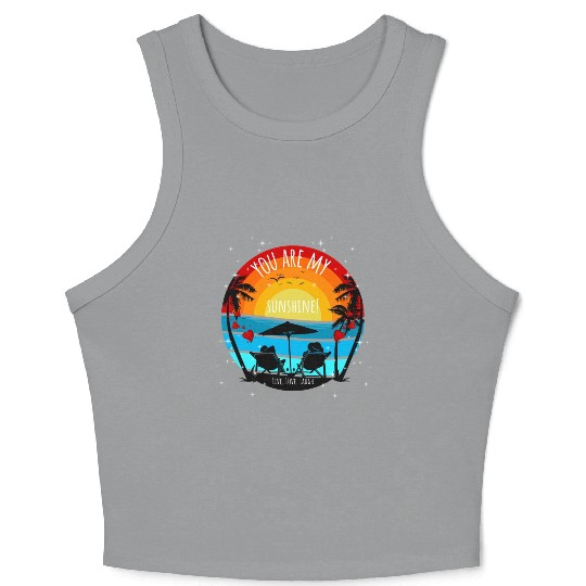 You are my Sunshine Sunset Palms Crop Tank Top