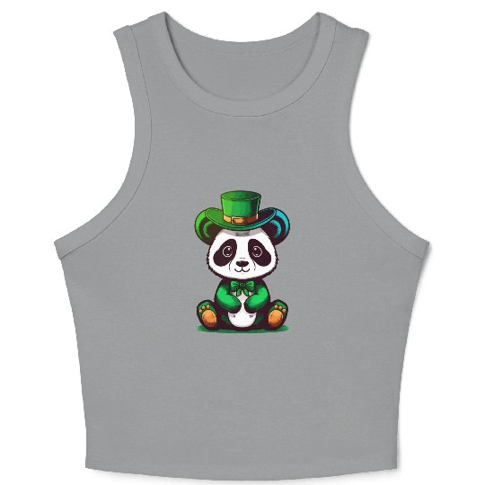 st patricks day - cute panda Crop Tank Top