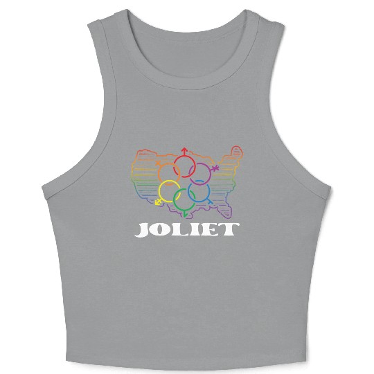 Joliet Pride Month Pride Flag LGBT Community LGBTQ Crop Tank Top