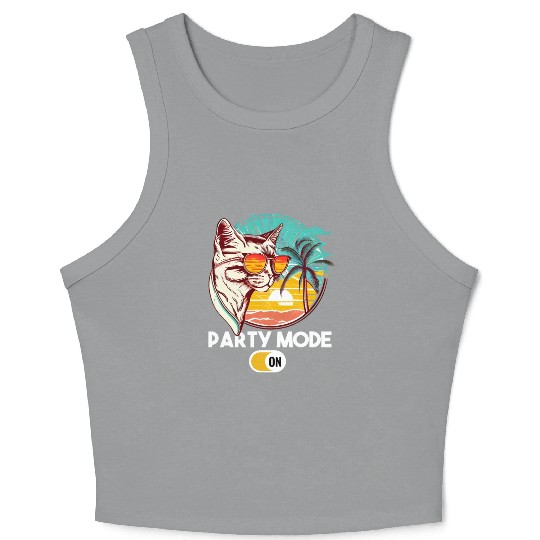 Retro Cat Vintage Sunset 80s 90s Sunglasses Crop Tank Top