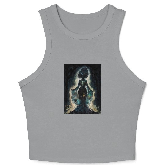 Black Nature Goddess - African American, Woodland Crop Tank Top