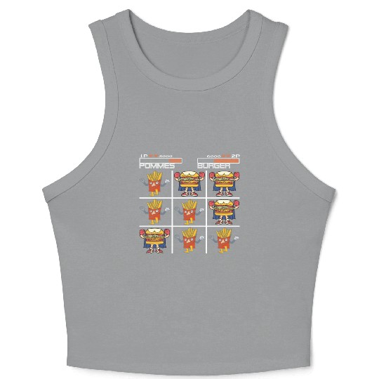 Tic Tac Toe French Fries Chips vs. Burger Crop Tank Top