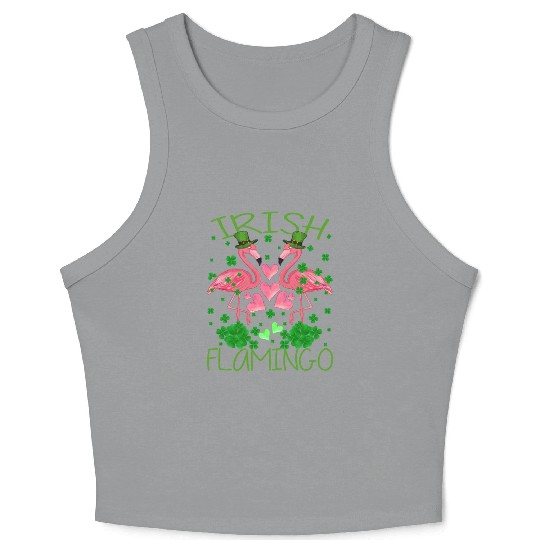 Irish Flamingo St Patrick's Day Crop Tank Top