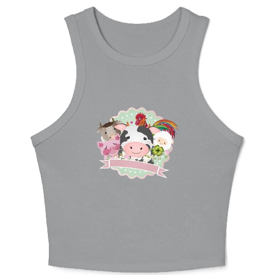 happy farm animals together in the countryside Crop Tank Top