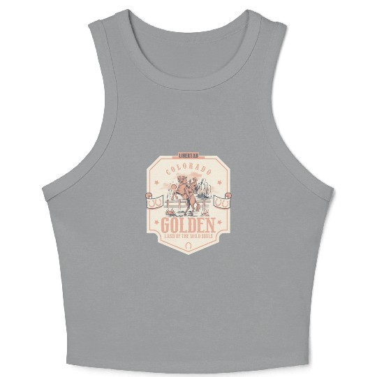 golden Colorado wild west town Crop Tank Top