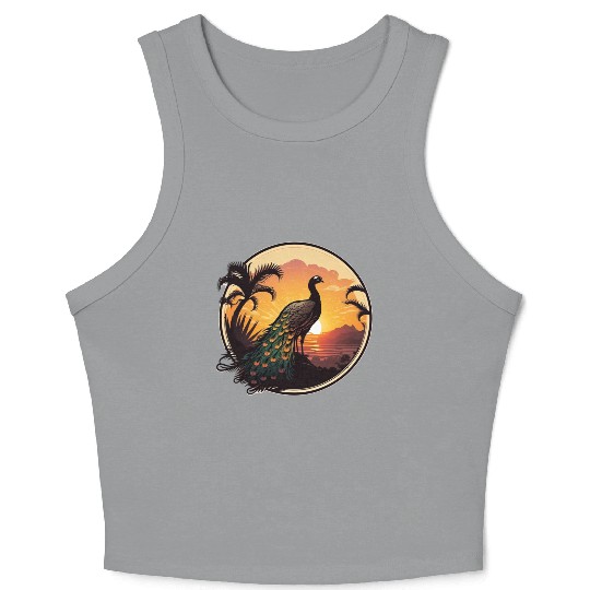Peacock Sunrise: A Relaxing Journey into Serenity Crop Tank Top