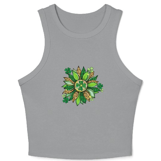 Sunflower Green With Leopard Crop Tank Top