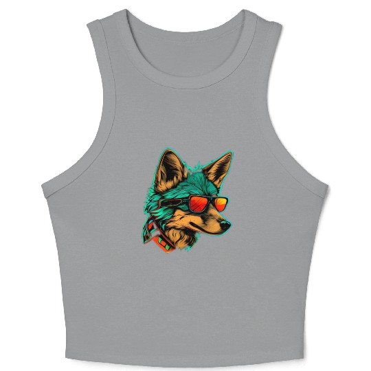 cool fox wearing sunglasses Crop Tank Top