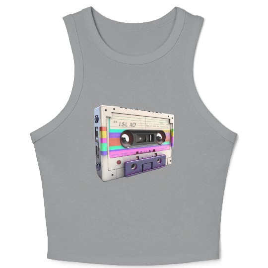 80s Music Cassette Tape : 3D, Neon, 80s songs Crop Tank Top