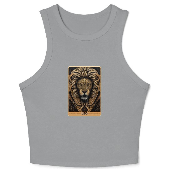 Leo Astrology Sign Lion Zodiac Tarot Card Occult W Crop Tank Top
