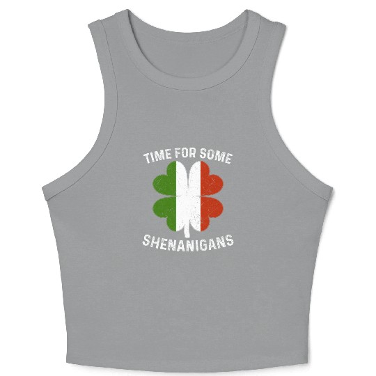 St. Patrick's Time For Some Shenanigans Clover Crop Tank Top