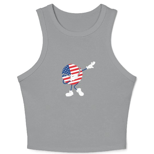America USA Flag 4th Of July Tennis Player Crop Tank Top